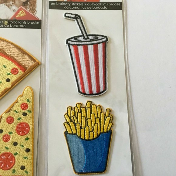 Sandy Lion Fast Food Embroidery Stickers Pizza Shake Fries NEW - Picture 3 of 4